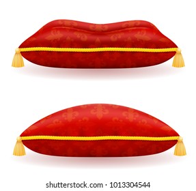 Red Satin Pillow Vector Illustration Isolated On White Background