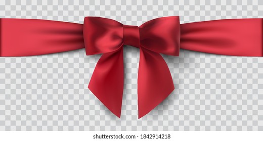red satin ribbon and bow, isolated, vector illustration