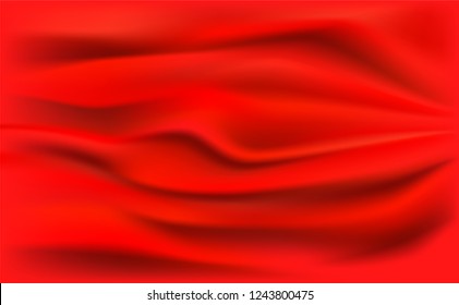 Red Satin Silky Cloth Fabric Textile Drape with Crease 
Wavy Folds background.With soft waves and,waving in the wind
Texture of crumpled paper. object Vector,illustration