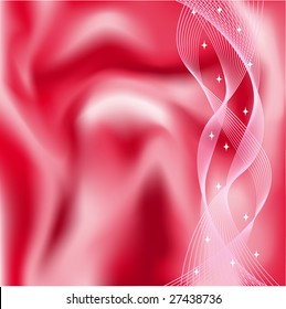 red satin with wavy lines abstract vector background