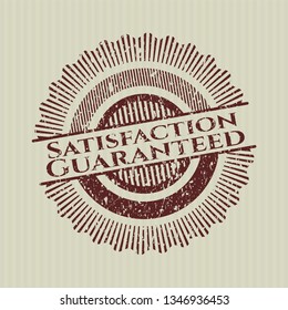 Red Satisfaction Guaranteed distressed rubber seal with grunge texture
