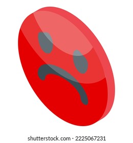 Red satisfaction level icon isometric vector. Customer feedback. Bad meter