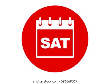 red saturday icon, sat and calendar symbol isolated