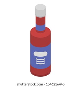 Red sauce bottle icon. Isometric of red sauce bottle vector icon for web design isolated on white background