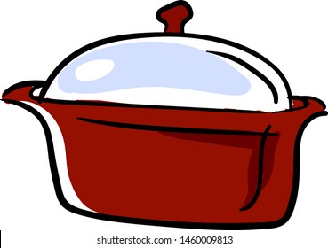 Red saucepan, illustration, vector on white background.