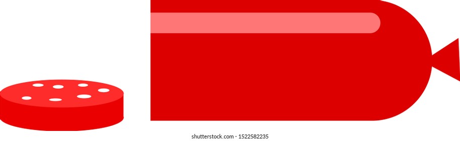 Red sausage, illustration, vector on white background.