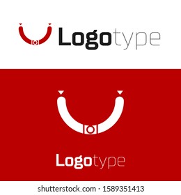 Red Sausage with steam icon isolated on white background. Grilled sausage and aroma sign. Logo design template element. Vector Illustration