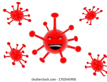 Virus del salvaje rojo Icono de la enfermedad del coronavirus Logo Influenza Furious Furious Furiy Sars covid-19 signo aislado en fondo blanco Ilustración del vector