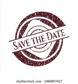 Red Save the Date distressed rubber texture