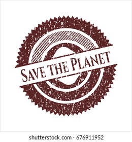 Red Save the Planet distress rubber texture