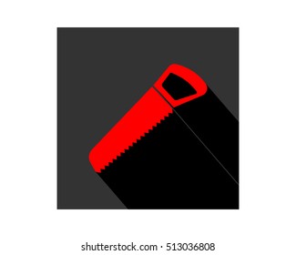 red saw construction repair fix engineering tool equipment image vector icon logo