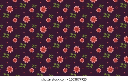 Red Scabiosa Flower and Dots with Circle Pattern Background