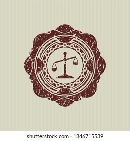 Red scale icon inside distressed rubber texture