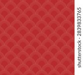 Red Scallop Pattern for Mid Autumn Festival or Chines New Year greetings Backdrop Minimalistic Flat. Isolated Vector Pattern for wrapping paper, textile, stationery, fabric backgrounds or promo design