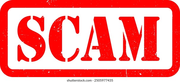 Red Scam Alert Fabricated Counterfeit Fake Rubber Stamp Grunge Texture Label Badge Sticker Vector EPS PNG Transparent No Background Clip Art Vector EPS PNG 