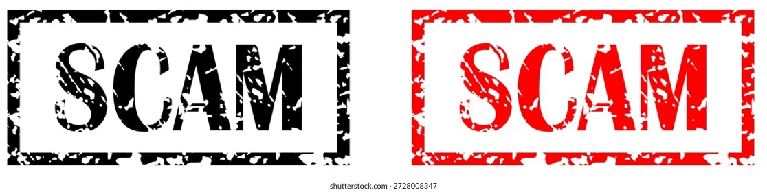 Red Scam Alert Fabricó Falsificación Falsa Sello De Goma Grunge Textura Etiqueta Insignia.
