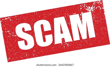 Red Scam Rubber Stamp in Reverse Grunge Vector in Sharp Border, Transparent Background