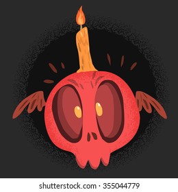 Red scare skull with candle