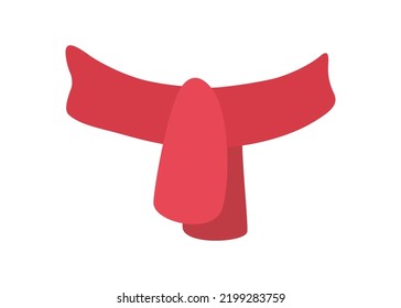 bufanda roja. Escarbar plano de lana de punto de Santa. Ilustración del vector aislada en fondo blanco