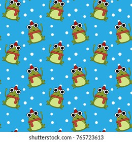 Red Scarf Frog Snow Pattern