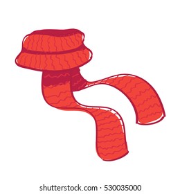 Red scarf on white background. Vector illustration