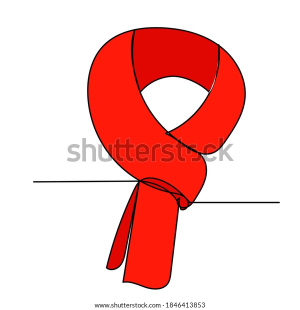 Red Scarf One Line Drawing Stock Vector (Royalty Free) 1846413853