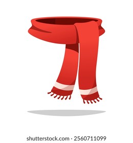 Red scarf vector isolated on white background.