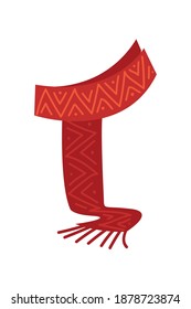 red scarf warm clothes accessory icon vector illustration