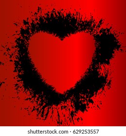 Red, scarlet heart, vector object for background. Impression of an artistic brush, isolated. Abstract background, pattern, texture for design. Postcard for Valentine's day. A symbol of love. Amour.