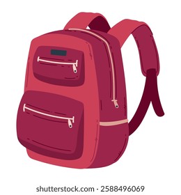 Red school backpack for carrying books and stationery