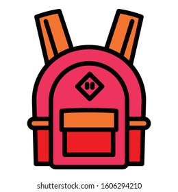 Red school backpack icon. Outline red school backpack vector icon for web design isolated on white background