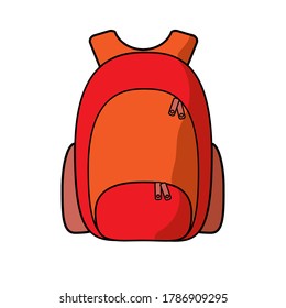 Red school backpack isolated. Back to school concept.
