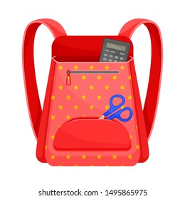 Red school backpack. Vector illustration on a white background.