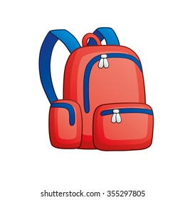 Red school bag.