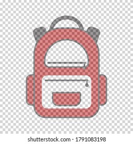 Red school bag, backpack icon in modern design. Vector illustration isolated.