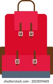 Red school bag, illustration, vector on a white background.