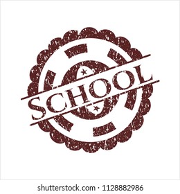 Red School distressed rubber grunge seal