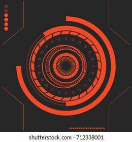 Red Sci Fi Futuristic User Interface. Abstract Hexagon Pattern. Abstract Vector Background. The Interface Of The Future. In The Style Of Flat