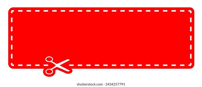 Red Scissor Coupon Rectangle Frame