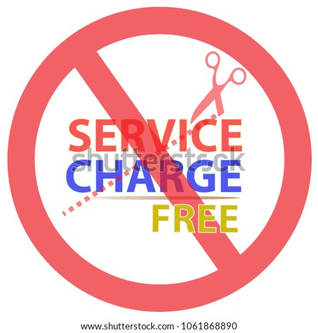red scissors cutting word service charge stock vector royalty free word charge