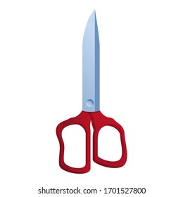 Red scissors icon. Cartoon of red scissors vector icon for web design isolated on white background