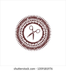 Red scissors icon inside rubber seal