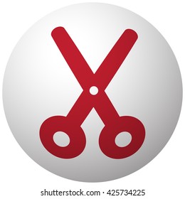Red Scissors icon on white ball