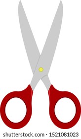 Red scissors, illustration, vector on white background.