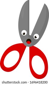 Red scissors, illustration, vector on white background