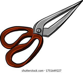 Red scissors , illustration, vector on white background