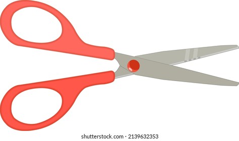 Red scissors, illustration, vector on a white background.