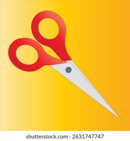 Red Scissors on Yellow Background Illustration