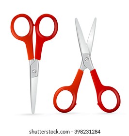 Red Scissors Set on a White Background. Vector illustration