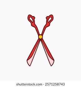 red scissors vector design in white background